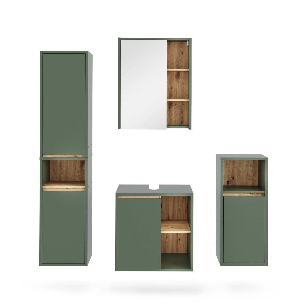 Vicco Set di mobili da bagno Verde/Artigianale 4 parti