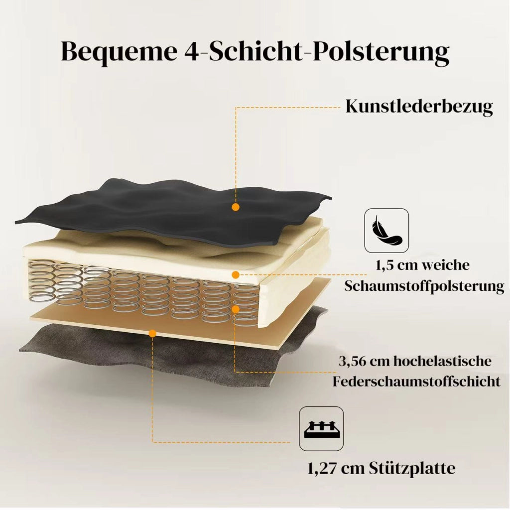 Sedia da Pranzo con Schienale Ergonomico e Piedini Antiscivolo, in PU, Nero