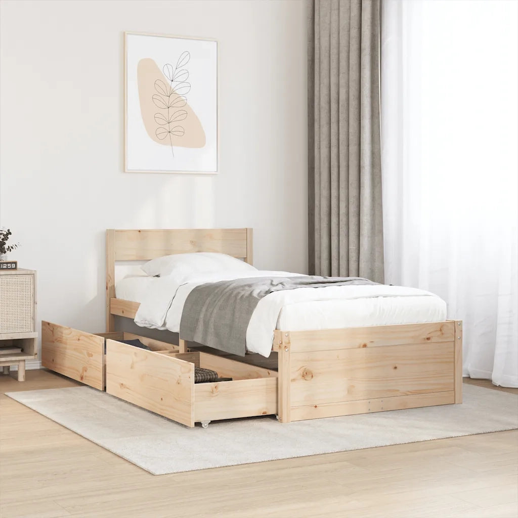 Letto senza Materasso 90x200 cm in Legno Massello di Pino