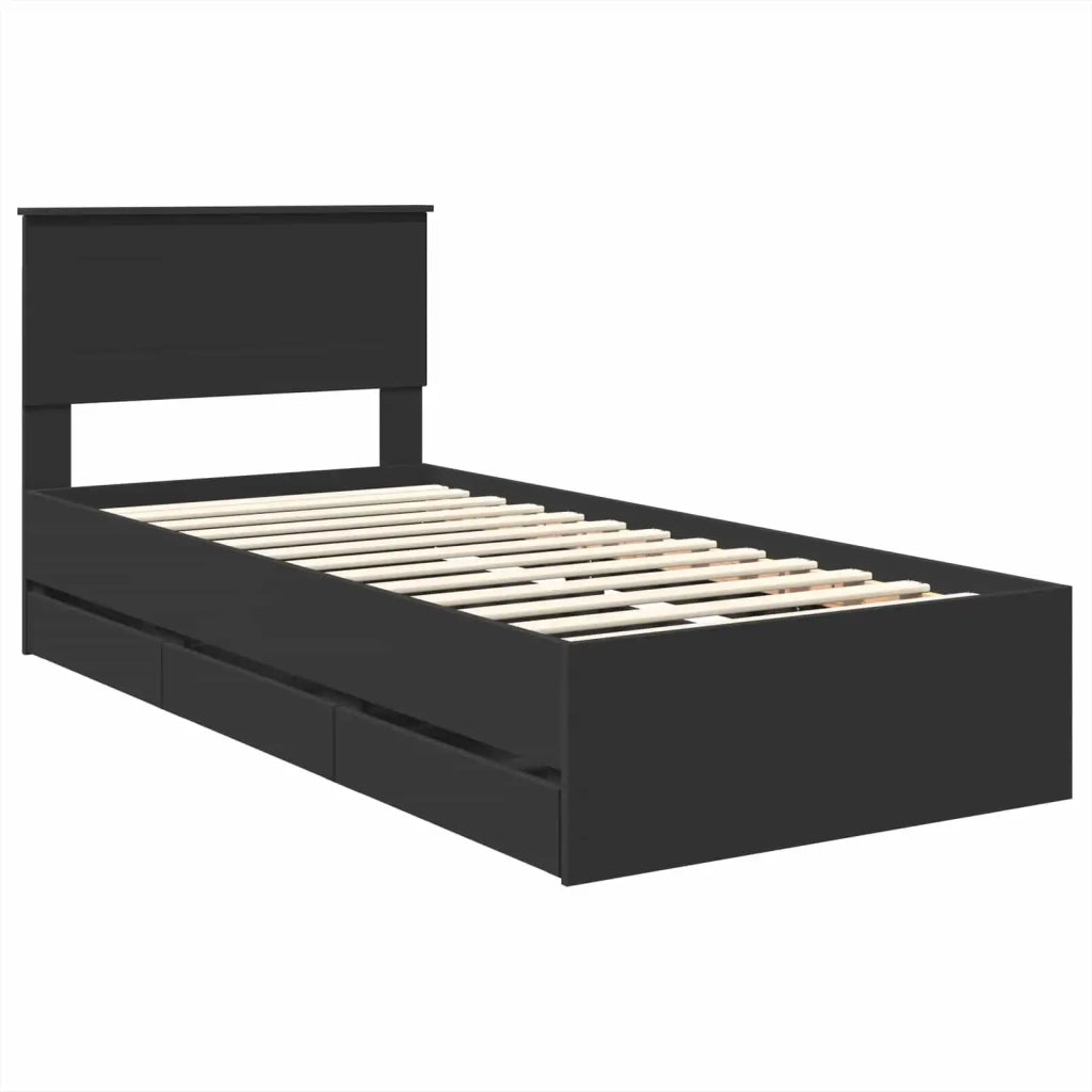 Struttura del letto Nero 100 x 200 cm Legno Ingegnerizzato