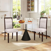 Set di 2 Sedie da Pranzo, Sedie da Cucina Imbottite con Schienali Inclinati, Sedute Imbottite, Gambe in Legno di Caucciù, Maniglia Comoda, Mobili Moderni per Ristoranti e Soggiorni (Beige)