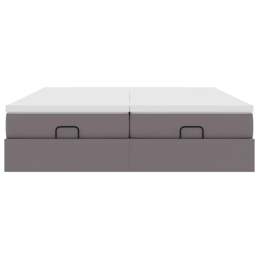 Struttura Letto Pouf con Materassi Grigio 160x200 cm Similpelle