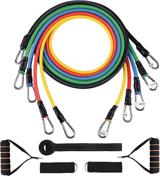 Set di cinghie di resistenza da 5 pezzi con maniglione - allenamento di forza - cinghie di resistenza - tubi di allenamento - cinghie di tensione - adatti a uomini e donne