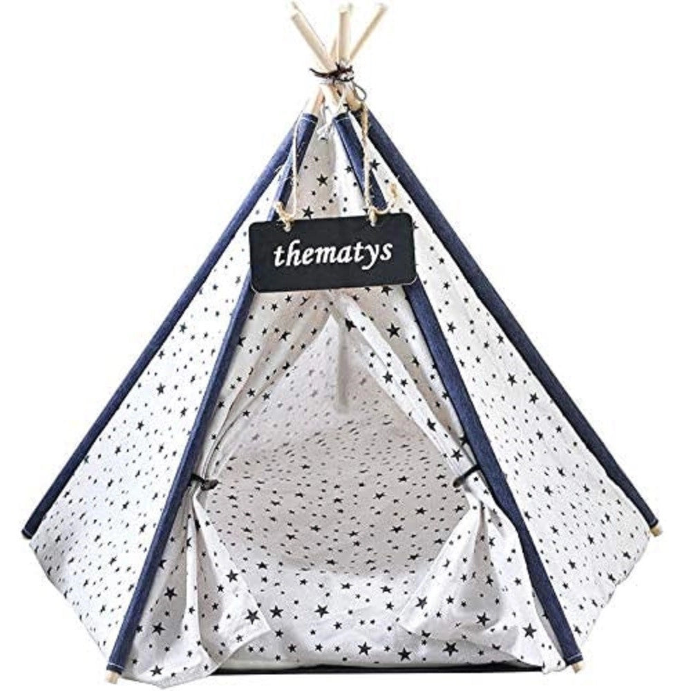 Trade Shop - Tenda Per Cani Gatti Animali Domestici Tepee Cuscino Cestino Lavabile 60x60x90cm -