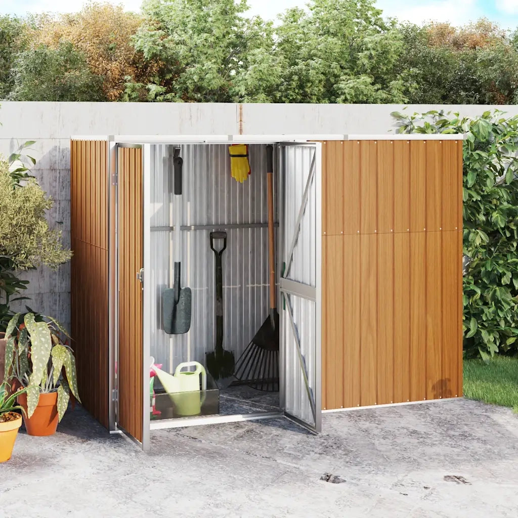 Capanno per Attrezzi Marrone 225x89x161 cm Acciaio Zincato