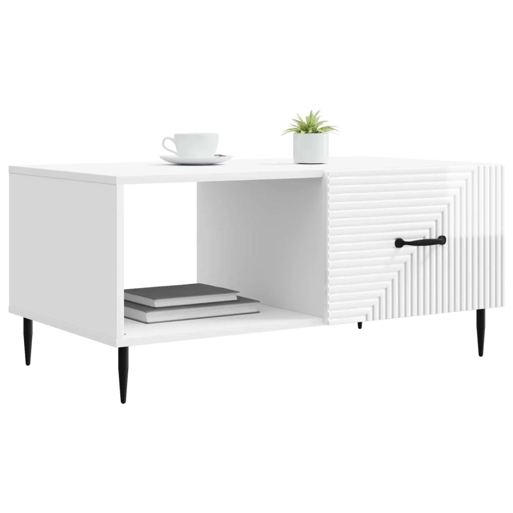 Tavolino da salotto Bianco Lucido 90 x 50 x 40 cm