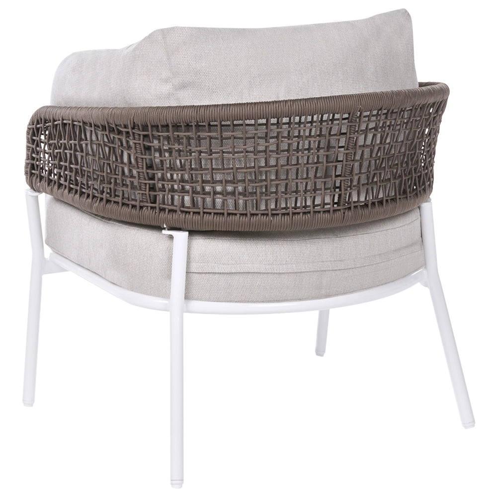 Set da salotto da giardino a 7 posti con divano angolare in corda intrecciata poltrone e 2 tavolini da caffè beige struttura in alluminio