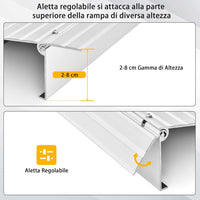 Rampa per Soglia Porta, Rampa d'Accesso in Alluminio con Altezza Regolabile, Superficie Antiscivolo, Portata 317 KG (8,5 cm)
