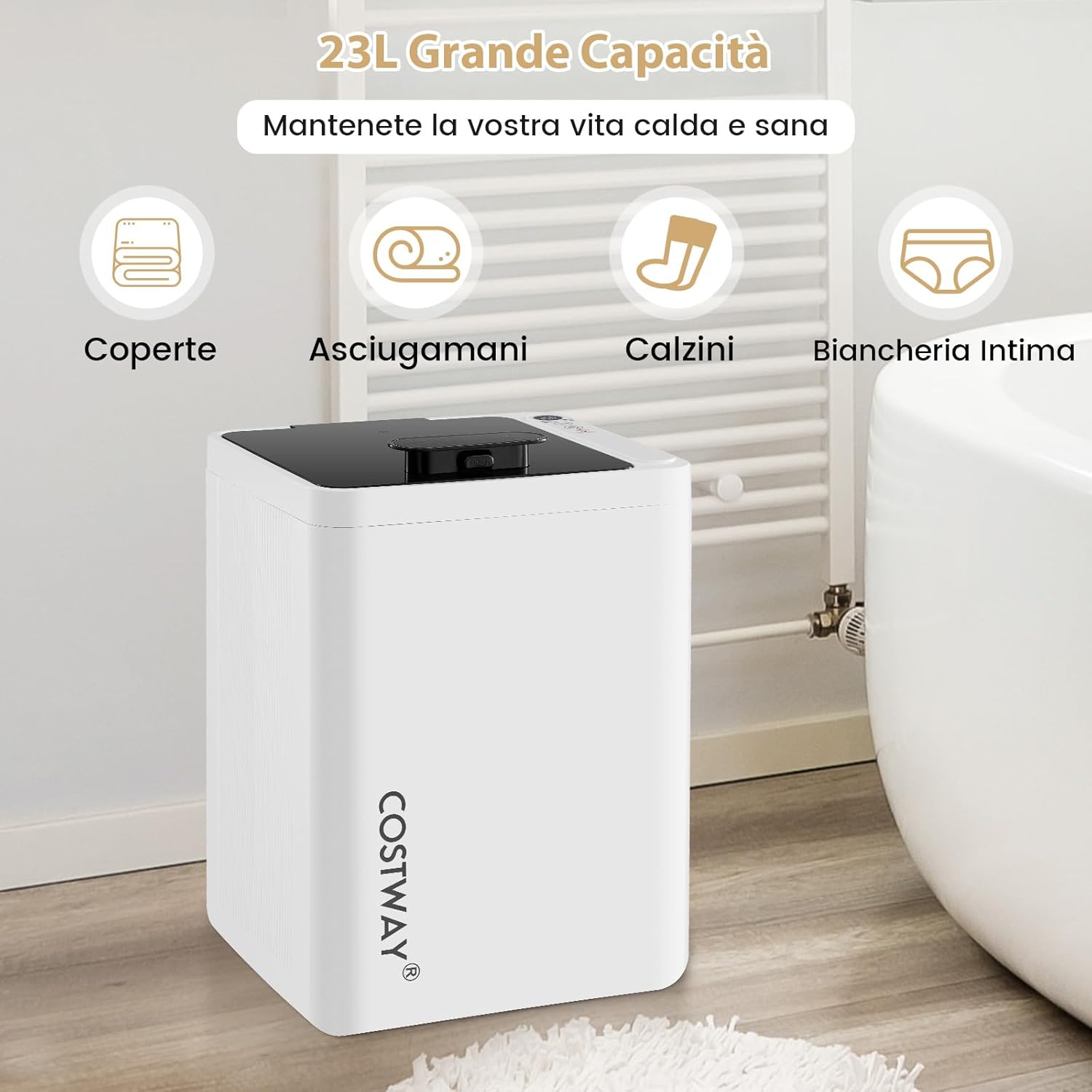 Scaldasalviette 23L, Scalda Salviette da Bagno Elettrico con Spegnimento Automatico, Timer a 6 Livelli e Display LED, Towel Warmer Spazioso per Spa, Terme e Albergo