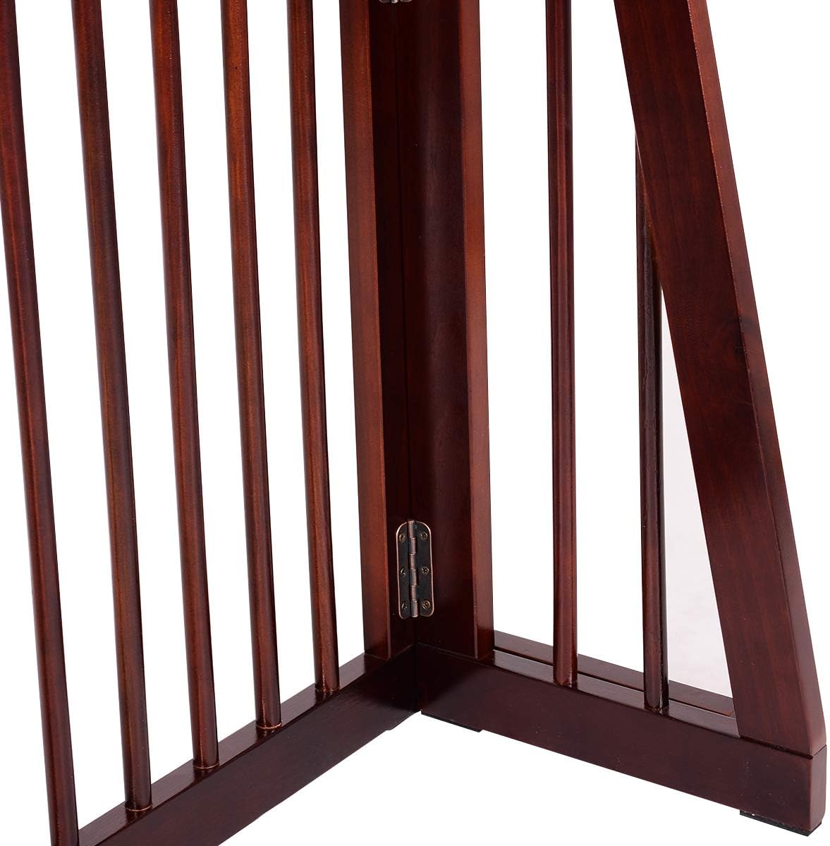 Cancelletto per Cani Regolabile in Legno Massello, con Base Larga e 3 Ante, Ideale per Cani di Piccola/Media Taglia (140-203) x 9,5 x 56 cm, Marrone