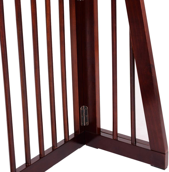 Cancelletto per Cani Regolabile in Legno Massello, con Base Larga e 3 Ante, Ideale per Cani di Piccola/Media Taglia (140-203) x 9,5 x 56 cm, Marrone