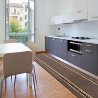 Tappeto Cucina 57x300 cm Antiscivolo Made in Italy Passatoia Corsia Bordata Ingresso Lavabile Marrone