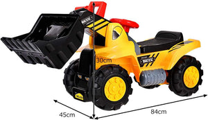 Escavatore Giocattolo Cavalcabile, Ruspa Elettrica Multifunzione con Suoni Realistici, Funzione Avanti e Dietro, Regalo per Bambini 3 Anni +, 85 x 45 x 30 cm