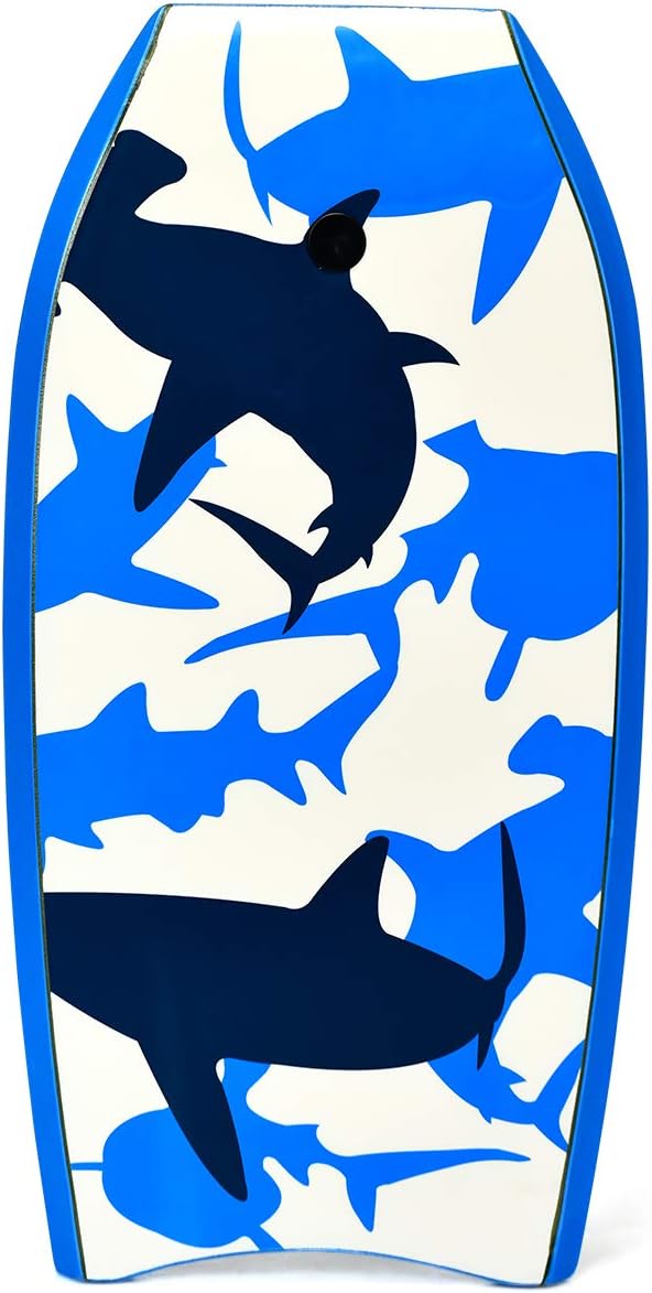 Tavola da Surf in XPE, EPS e HDPE, Tavola Surf Bambini e Adulti, Tavoletta Mare con Leash per Polso, Portata 85 kg, Disponibile in Vari Colori, 104 x 51 x 6 cm (Pesci)