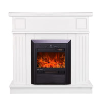 Camino Elettrico da Pavimento 99,7x103,4x27 cm Effetto Fiamma 2000W Marina & Cristina Bianco