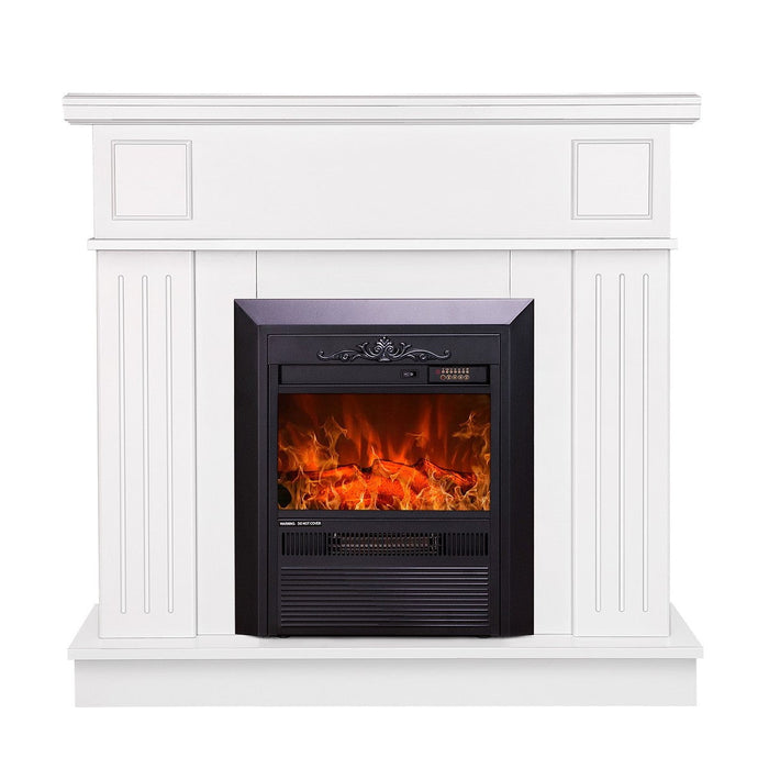 Camino Elettrico da Pavimento 99,7x103,4x27 cm Effetto Fiamma 2000W Marina & Cristina Bianco
