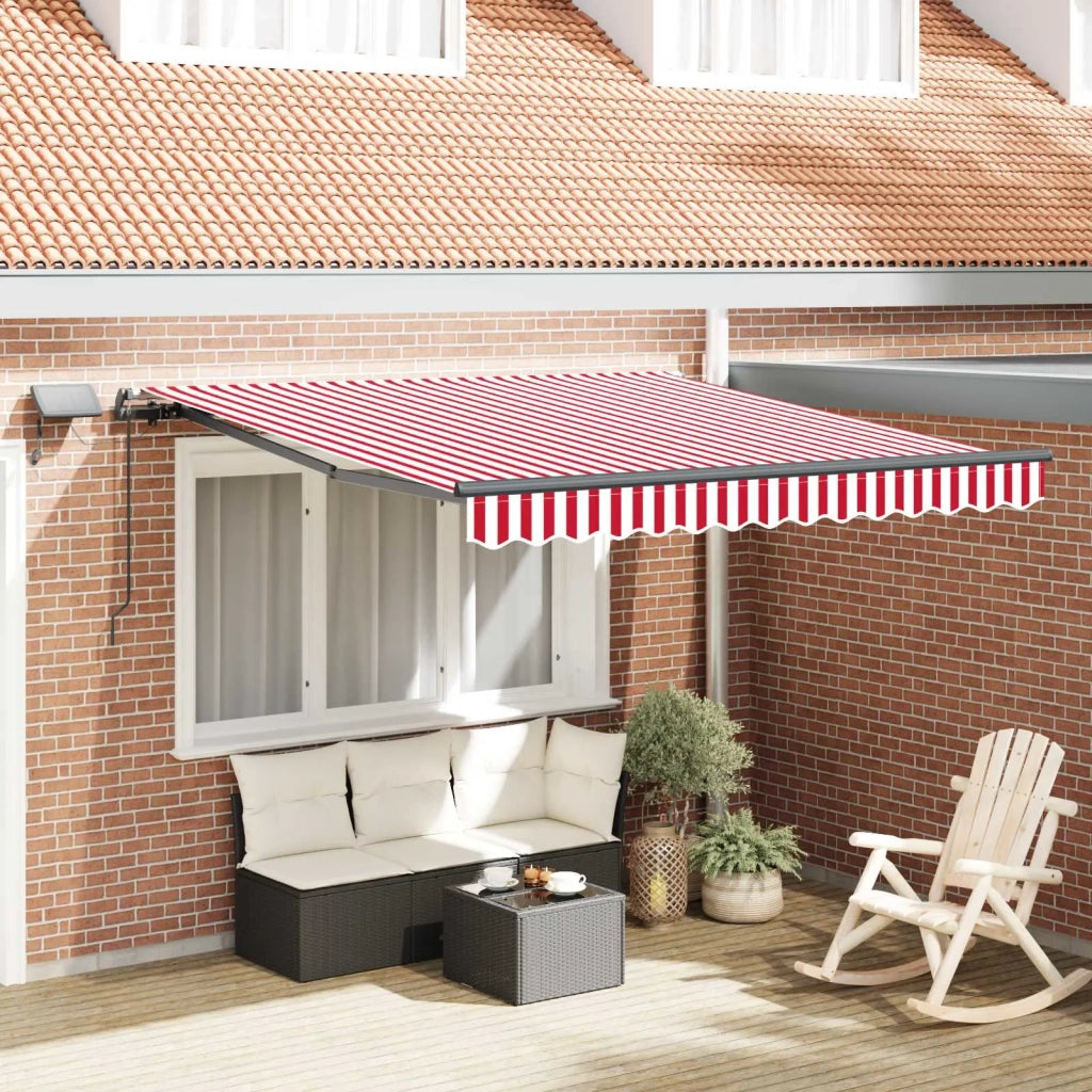 Tenda retrattile-Tenda parasole per balcone Rosso e bianco 350 x 250 cm Tessuto