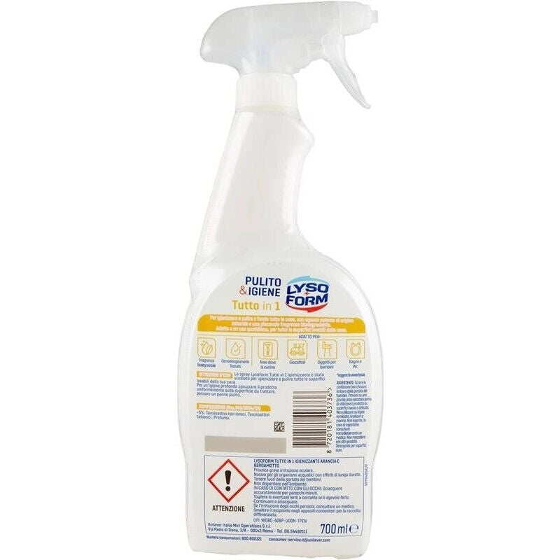 LYSOFORM SPRAY TUTTO IN 1 SET 12 PZ X 700 ML PULITO E IGIENE TE VERDE ARANCIA OKY