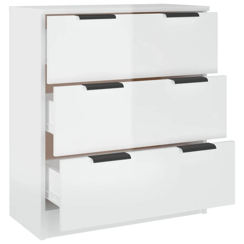 Credenza Bianco Lucido 60x30x70 cm in Legno Multistrato