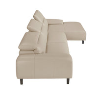 Divano chaise longue destro in pelle grigio tortora