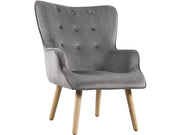 Poltrona in velluto stile scandinavo "Odense" - 73 x 81 x 92,5 cm - 1 posto - Grigio