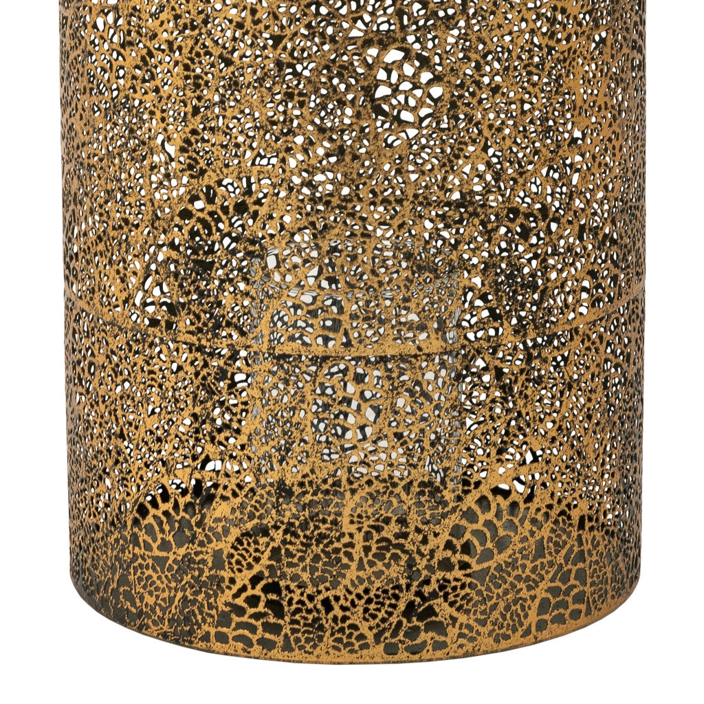 Portacandele in metallo dorato 21x21x39h