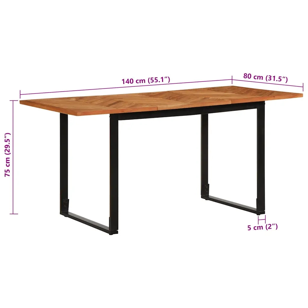 vidaXL Tavolo da Pranzo 160x80x75 cm in Legno Massello di Acacia