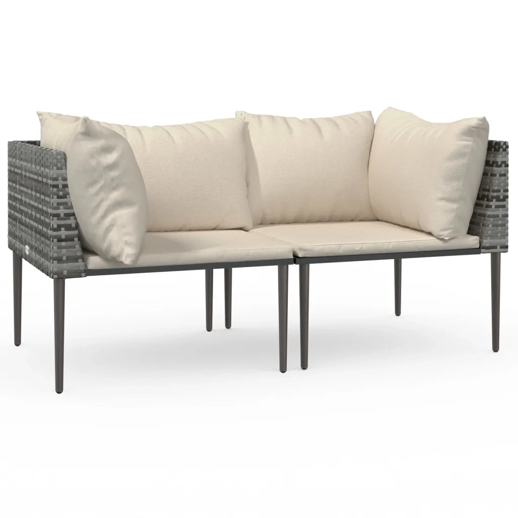 Divano componibile-Divani Angolari da Giardino con Cuscini 2pz Polyrattan Grigio