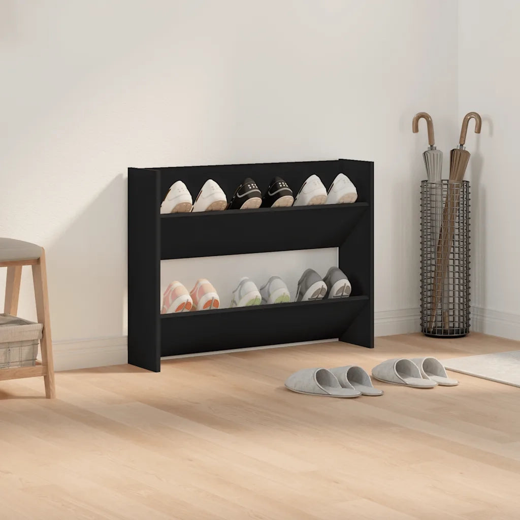 Scarpiera a Muro Nera 80x18x60 cm in Legno Multistrato 806743