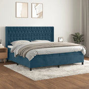 Giroletto a Molle con Materasso Blu Scuro 200x200 cm in Velluto 3132883