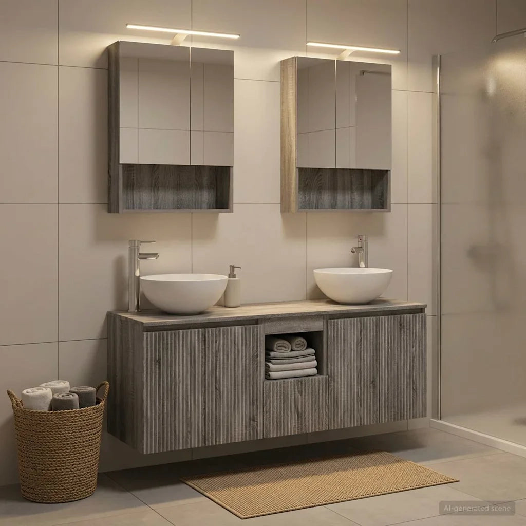 Set di Armadi da Bagno 5 pcs Sonoma grigio 50 x 14,5 x 70 cm 3406364