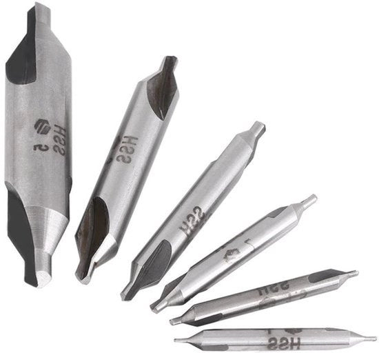 Set di punte per trapano HSS - 60 gradi - 6 pezzi - Acciaio inossidabile - Metallo - Rame - Alluminio - Legno - Adatto per diversi materiali - Dimensioni variabili