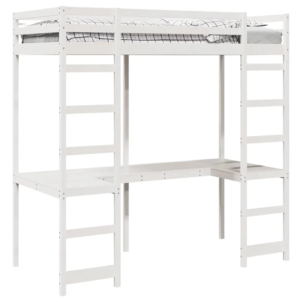 Struttura per letto soppalco Bianco 80 x 200 cm Pino massello 3414553