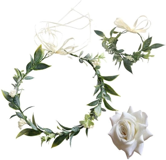 Accessorio per capelli 30 Cm - Accessorio per sposa - Aghi per capelli a forma di rosa - Accessori per fotografia - Colore: verde/bianco - Materiale duraturo - Accessorio per capelli