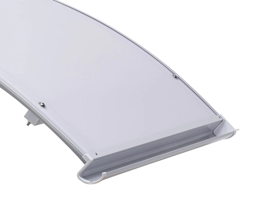 Pensilina tettoia, sgocciolatoio, alluminio grigio, policarbonato compatto satinato opaco 140x90cm da esterno Fredi