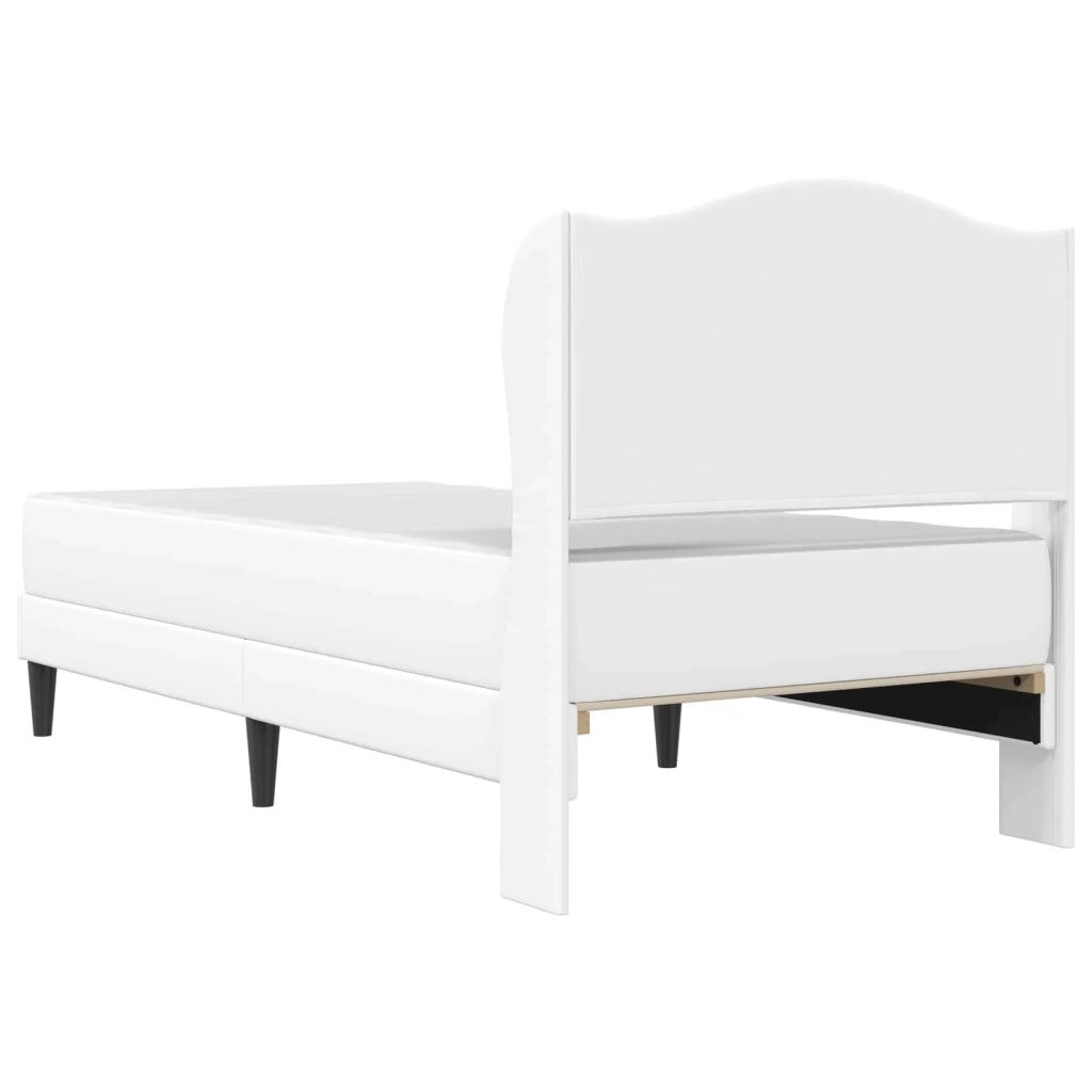 Struttura del letto con testiera-Giroletto Bianco 100 x 200 cm Similpelle 476353
