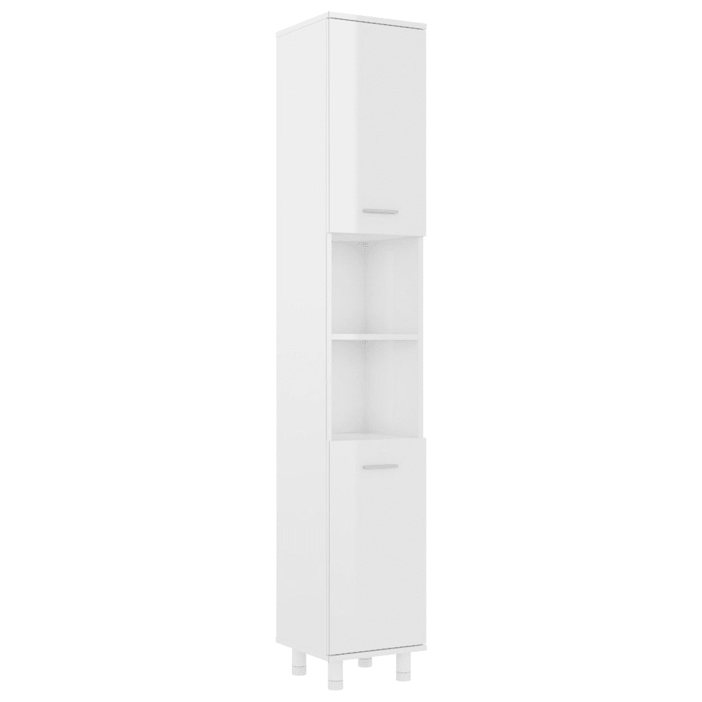 Mobile da Bagno Bianco Lucido 30x30x179 cm in Legno Multistrato 802630