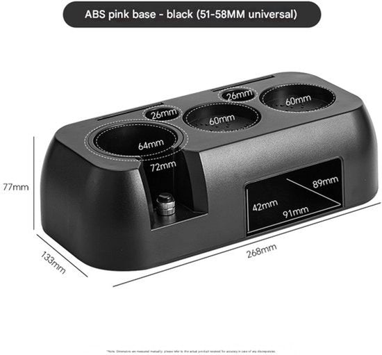Sostegno per macchina da caffè, ABS nero, sostegno multifunzionale per macchina da caffè, per bar, manico, dispenser di polvere, spazio di stoccaggio, universale per 51/53/58 mm caffè.