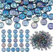 Accessori per gioielli - Lettere 104 pezzi - Rocailles 150 pezzi - Perle in vetro 10 mm - Perle a distanza - Creazione di gioielli - Molteplici applicazioni - Perle per gioielli