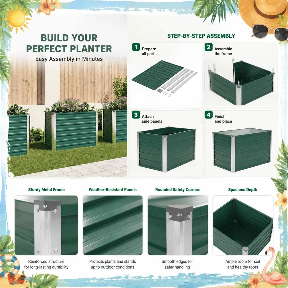 Garden Raised Bed Galvanized Steel 100x40x77 Cm Green