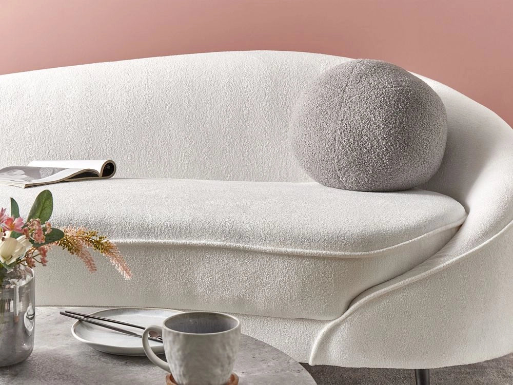 Cuscino decorativo tondo in tessuto bouclè grigio 30 x 30 cm accessorio soggiorno