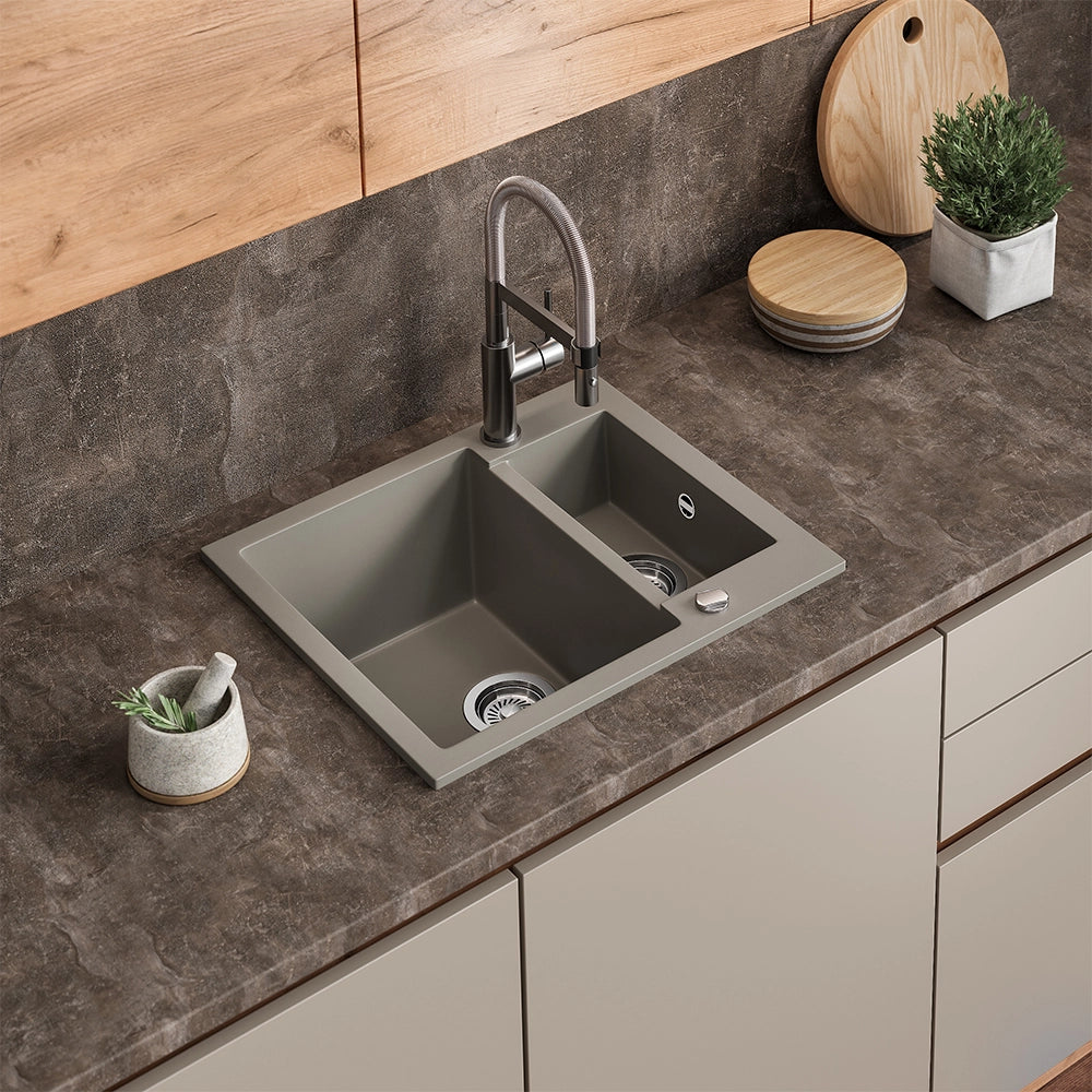 Bergström Lavello Calcestruzzo 58 x 50 cm con 2 lavelli