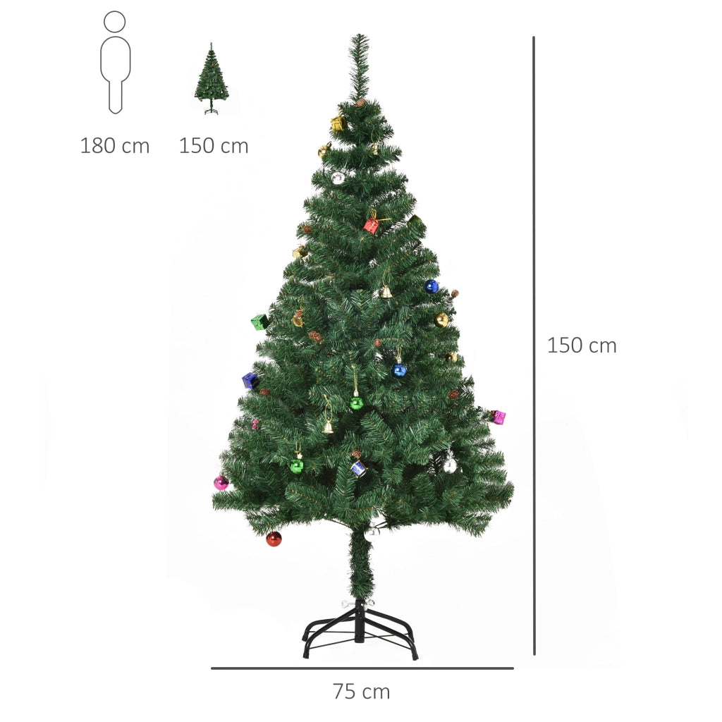 Albero di Natale Artificiale ¨C zephmum ¨C Verde 150 cm con 420 rami e pigne