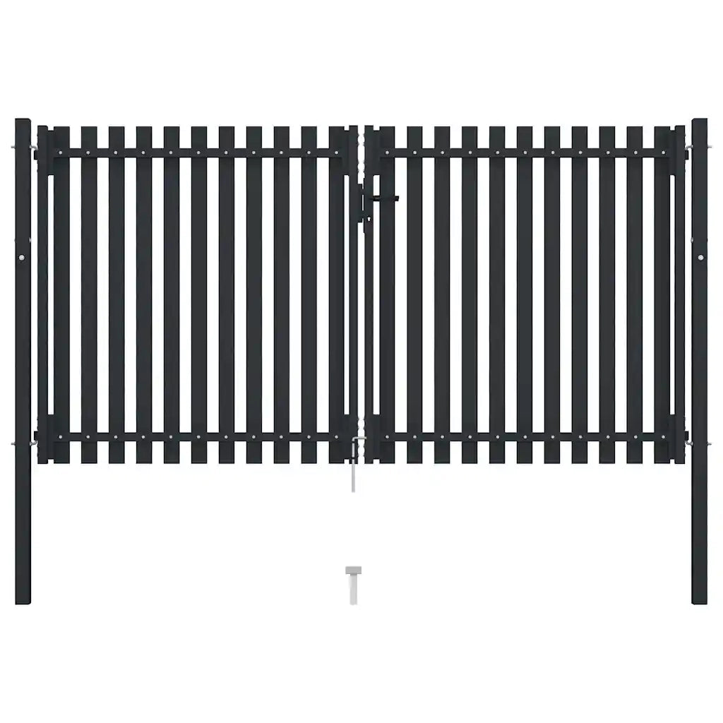 Cancello per Recinzione Doppio in Acciaio 306x220 cm Antracitecod mxl 105652