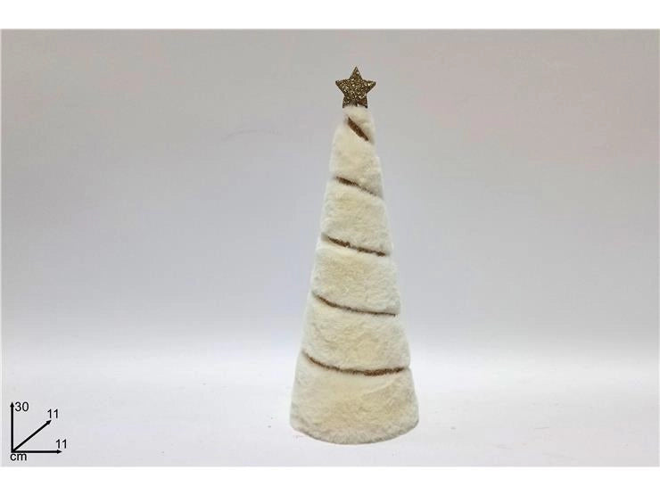 Decorazione Natale Casa Albero con Pelliccia Beige 30 cm