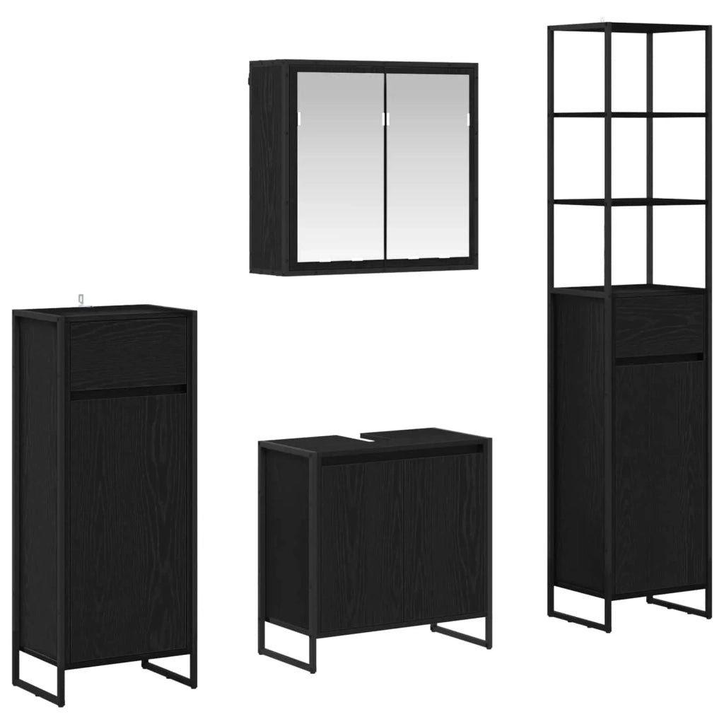 Set di mobili per il bagno Rovere Nero Legno multistrato