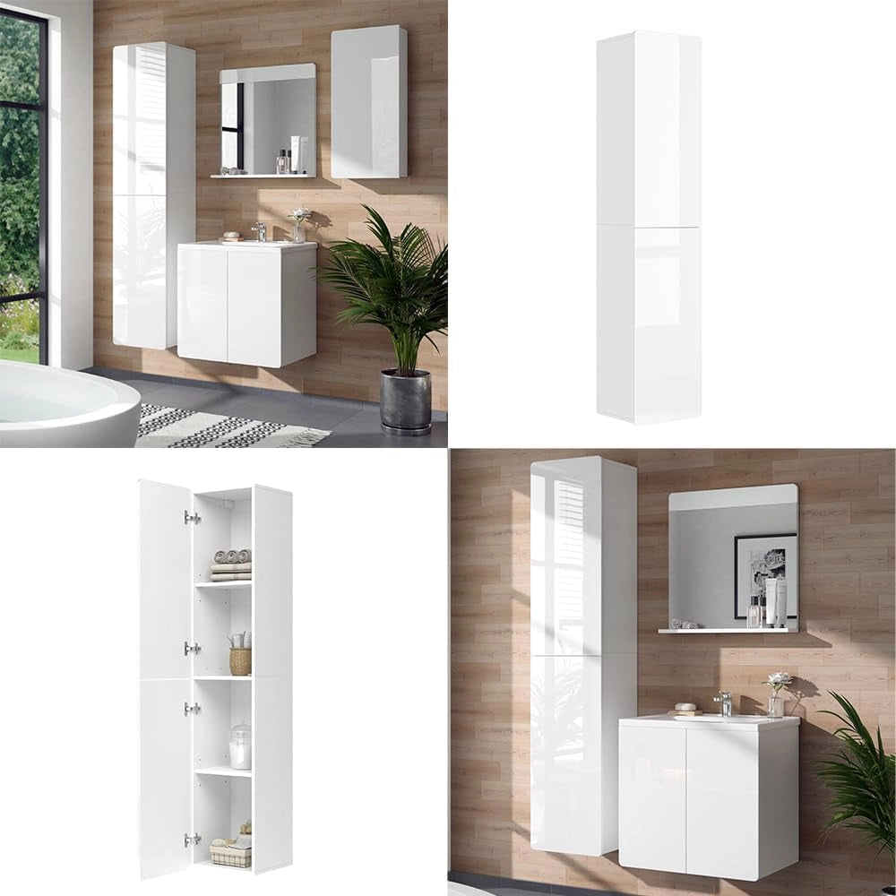 Mobile bagno alto Izan, Bianco, 36.6 x 171.6 cm, a parete, combinabile con altri mobili da bagno Izan