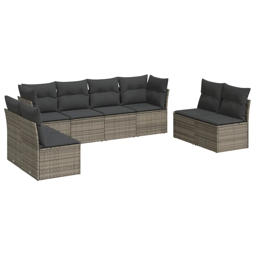 Set Divano da Giardino 8 pz con Cuscini Grigio in Polyrattan 3249289