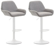 Set 2 Sgabelli Braga in tessuto grigio,bianco