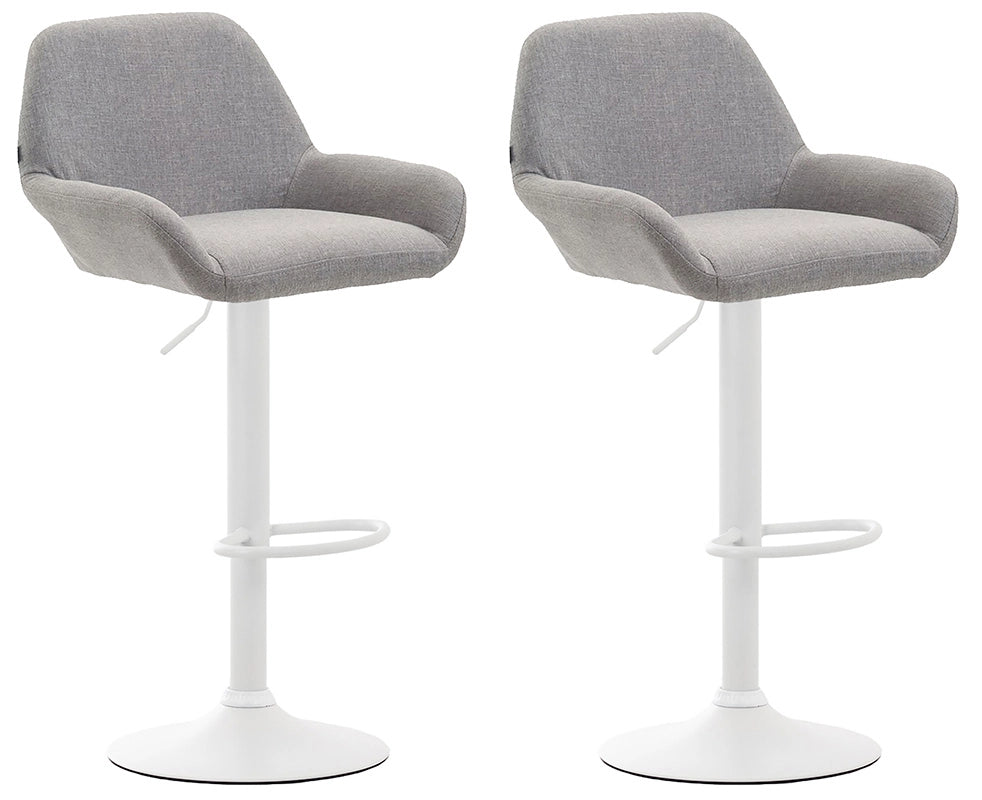 Set 2 Sgabelli Braga in tessuto grigio,bianco